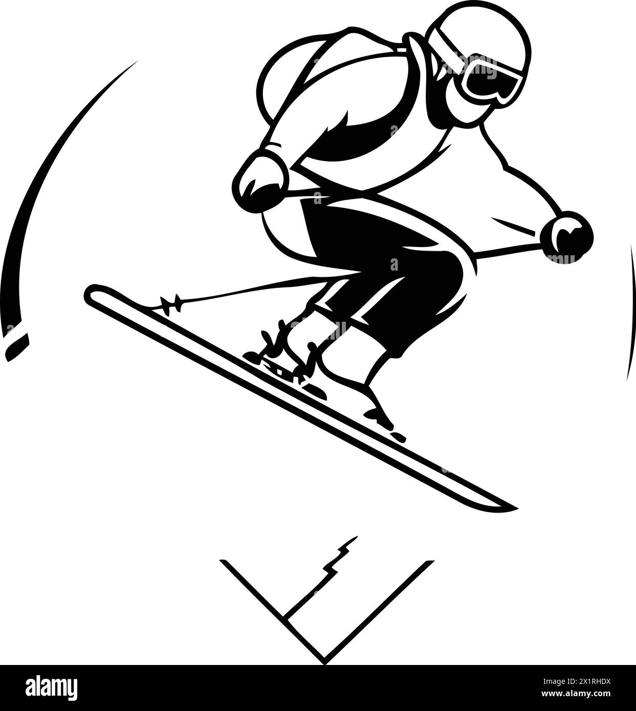 Snowboarder sautant dans les montagnes. Illustration vectorielle de saut de snowboarder dans les montagnes. Illustration de Vecteur