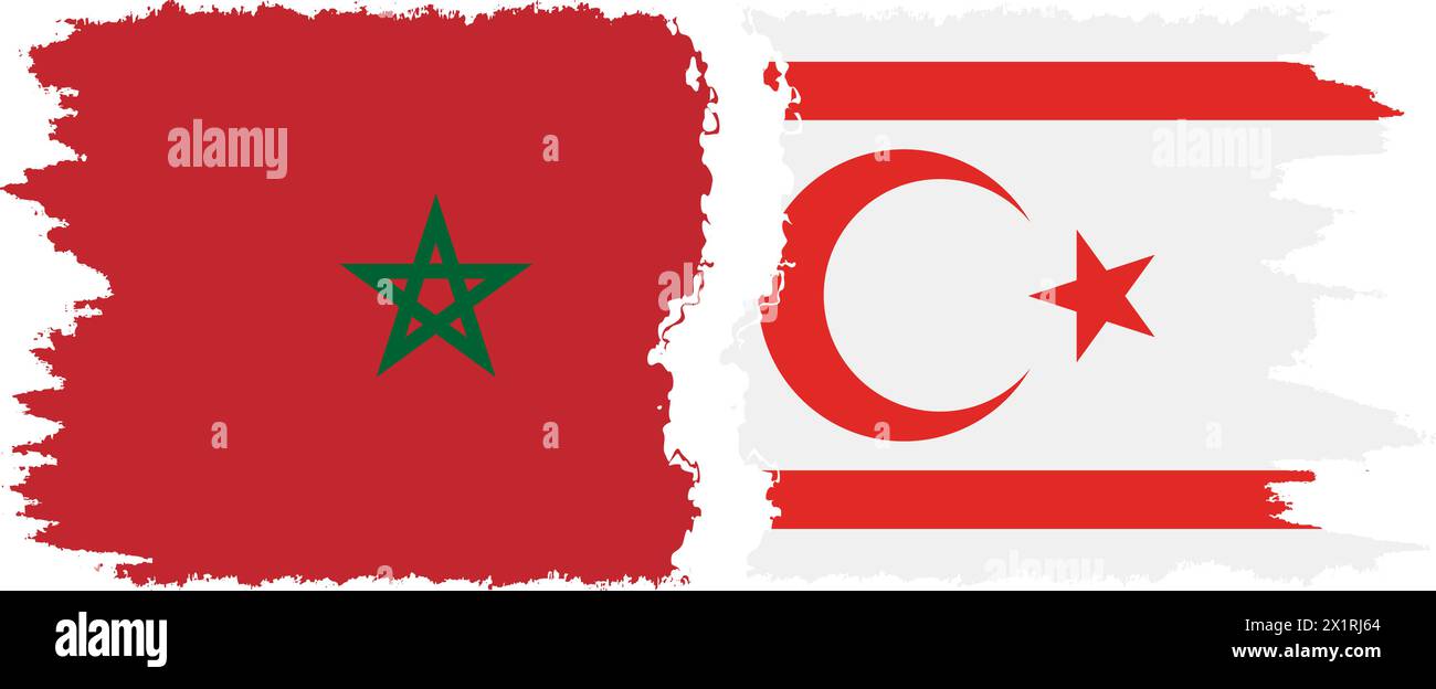 République turque de Chypre du Nord et Maroc grunge drapeaux connexion, vecteur Illustration de Vecteur