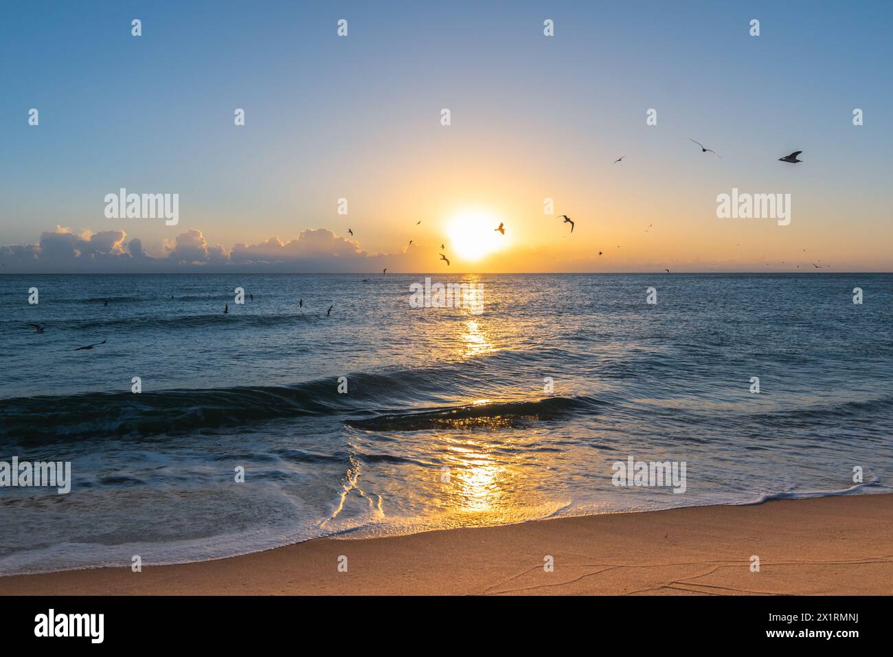 Lever du soleil à Miami Beach, Floride. Banque D'Images