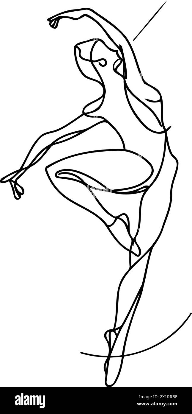 Continu un simple dessin abstrait au trait de danse de ballerine. Illustration vectorielle. Illustration de Vecteur