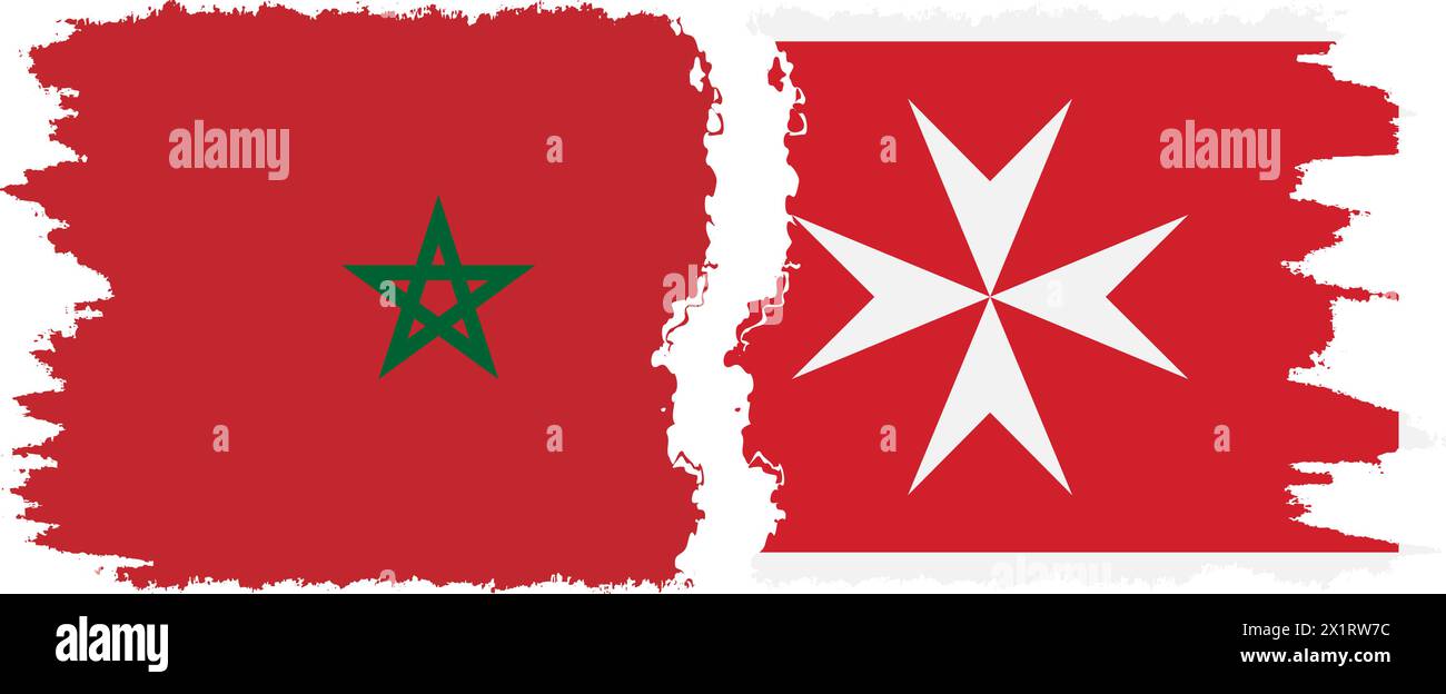 Malte et le Maroc grunge drapeaux connexion, vecteur Illustration de Vecteur