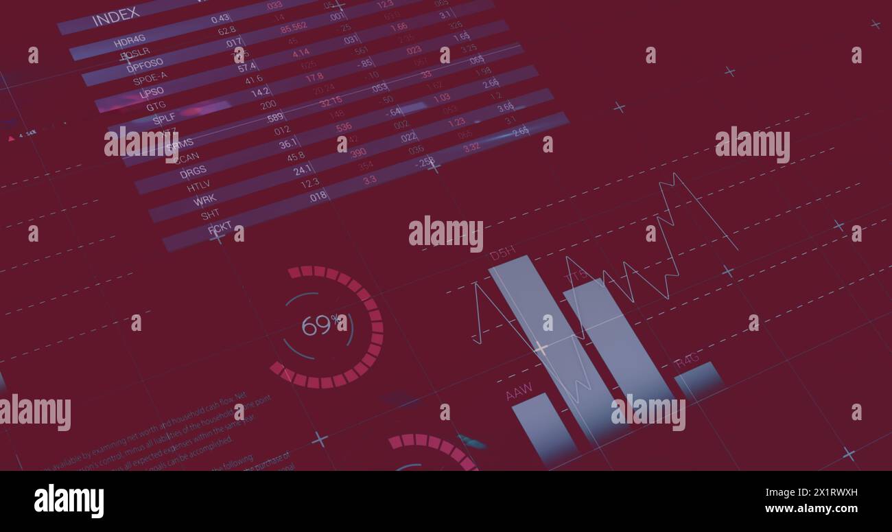 Une personne portant des lunettes examinant des graphiques numériques et des projections de données Banque D'Images