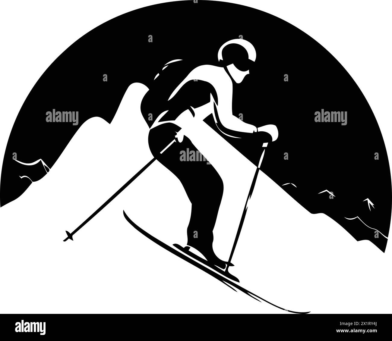 Skier dans les montagnes. Sports d'hiver. Illustration vectorielle. Illustration de Vecteur