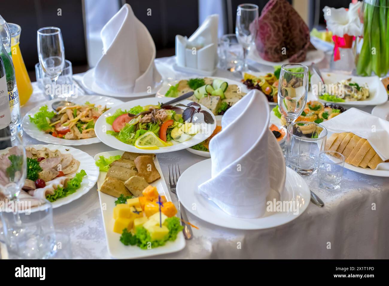 buffets, hors-d'œuvre, table de mariage Banque D'Images