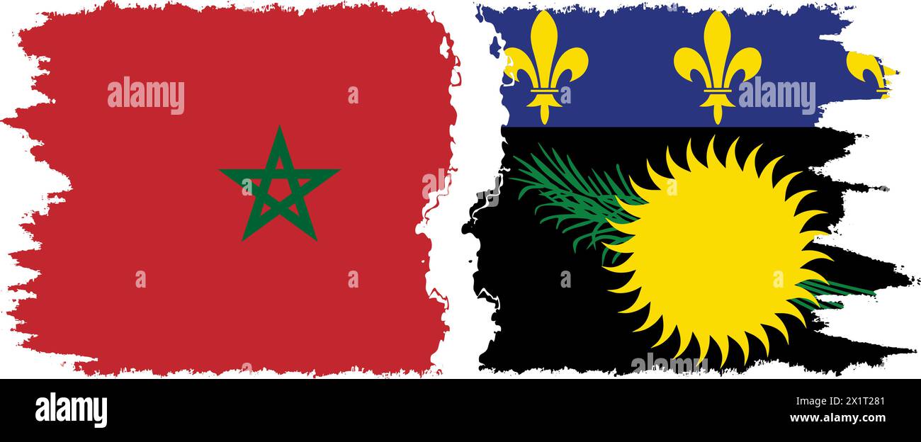 Guadeloupe et Maroc grunge drapeaux connexion, vecteur Illustration de Vecteur
