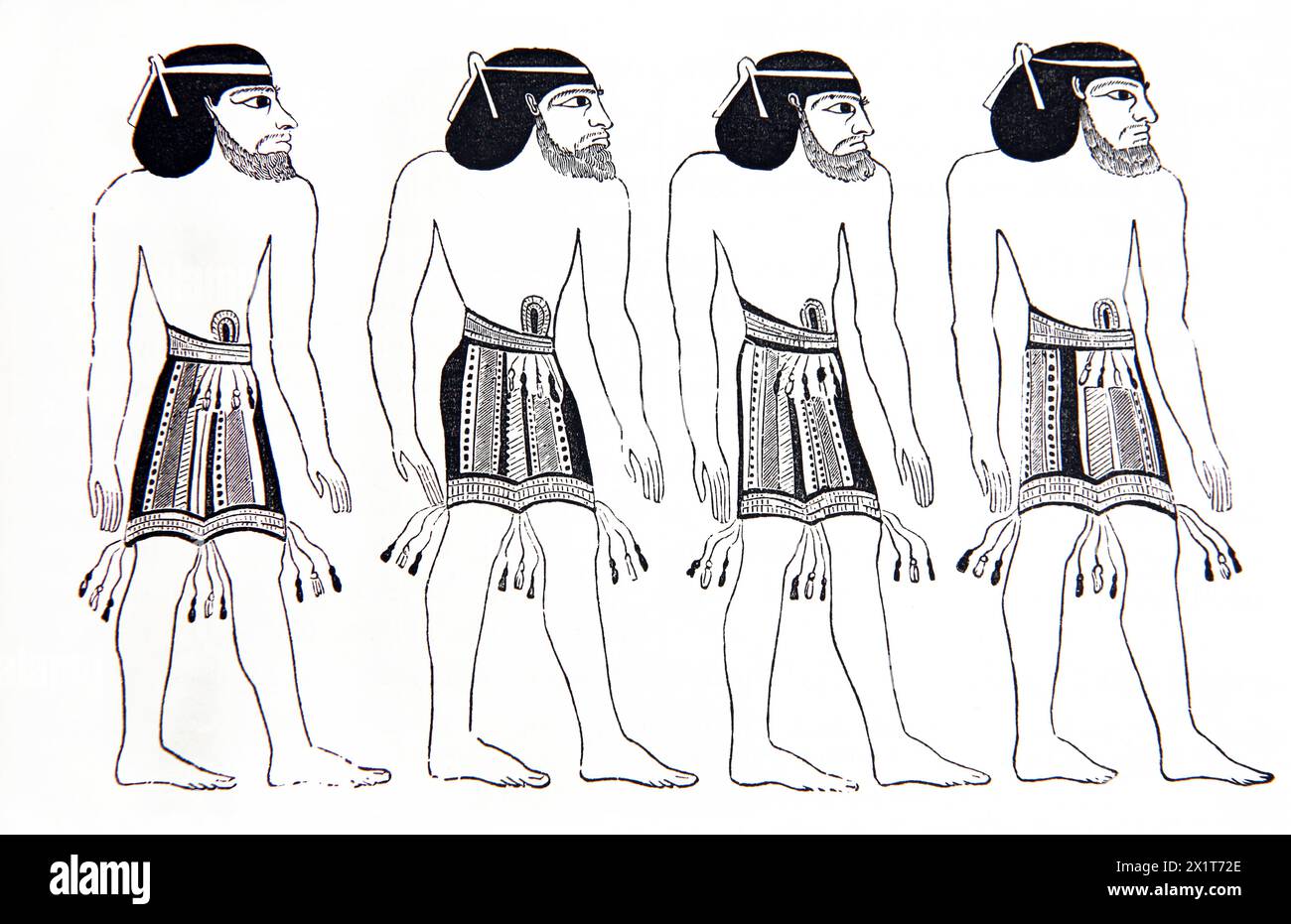 Gravure sur bois de la procession des Juifs captifs d'une peinture de tombe à Beban-El-Malek Egypte du XIXe siècle Illustrated Family Bible Banque D'Images