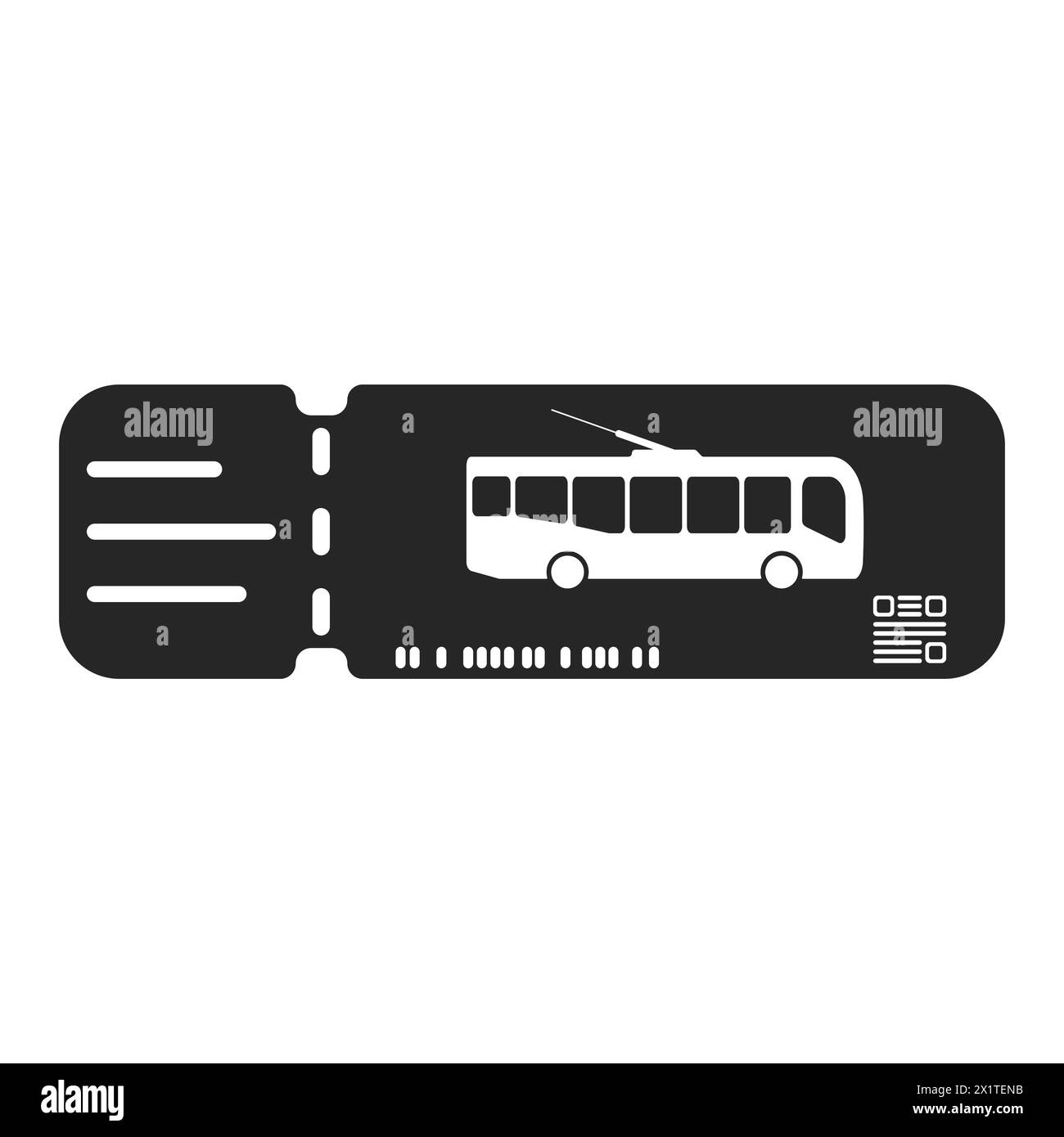 Réservation d'un billet de voyage. Billet touristique pour le trolleybus. Vecteur de billet de ville. Icône noire de la carte d'embarquement. Document d'immatriculation des passagers, chariot Illustration de Vecteur