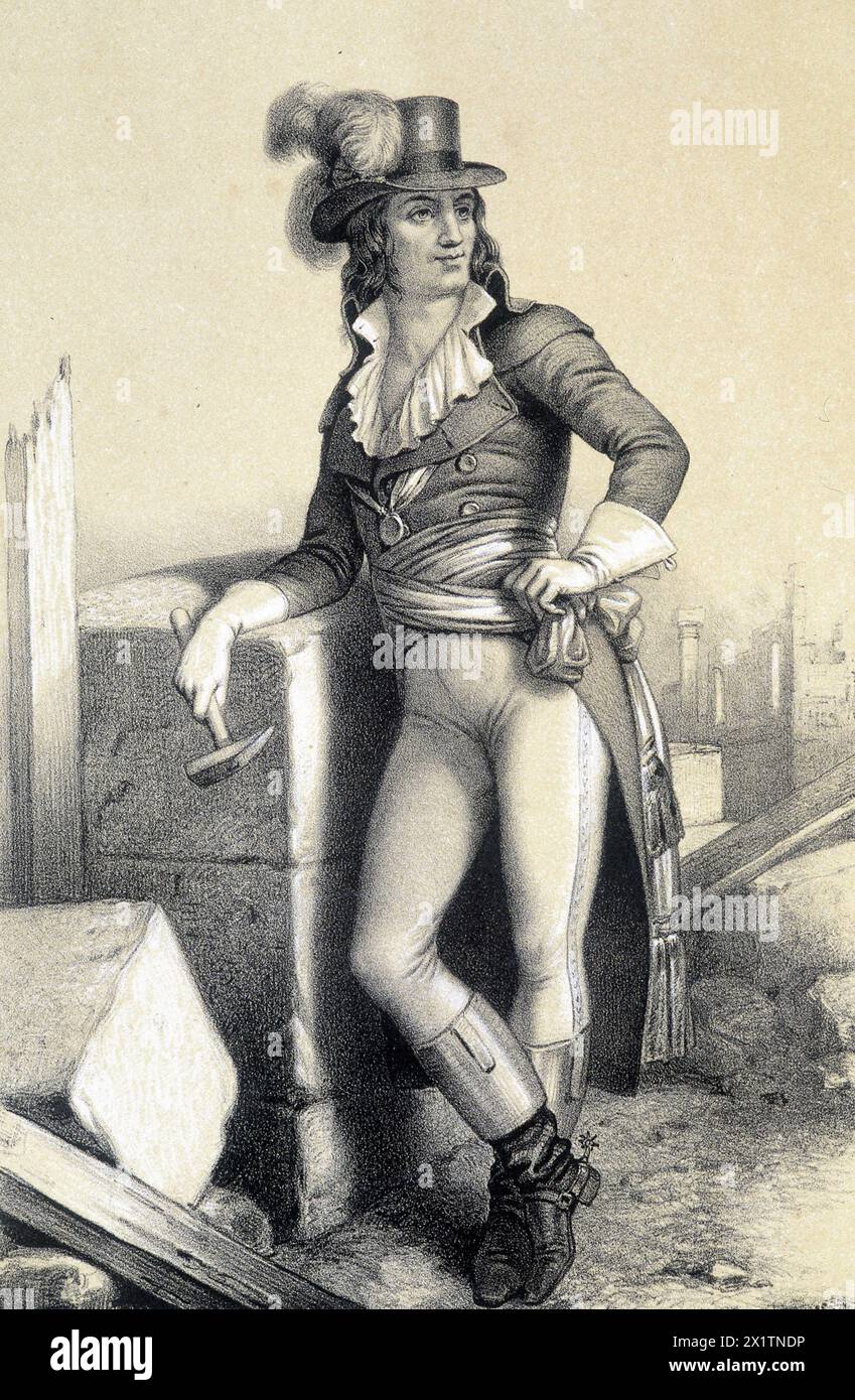 Portrait de Jean Marie Collot d'Herbois (1750-1796), homme politique francais. In 'Galerie historique de la Revolution francaise' de Albert Maurin, 1843 Banque D'Images