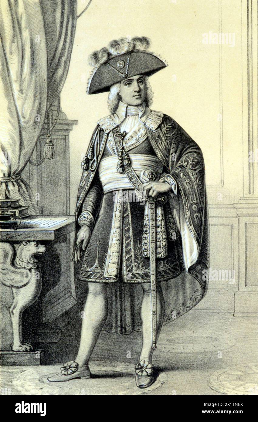 Portrait de Paul de Barras (1755-1829), homme politique francais. - Dans 'Galerie historique de la Revolution francaise' de Albert Maurin, 1843 Banque D'Images