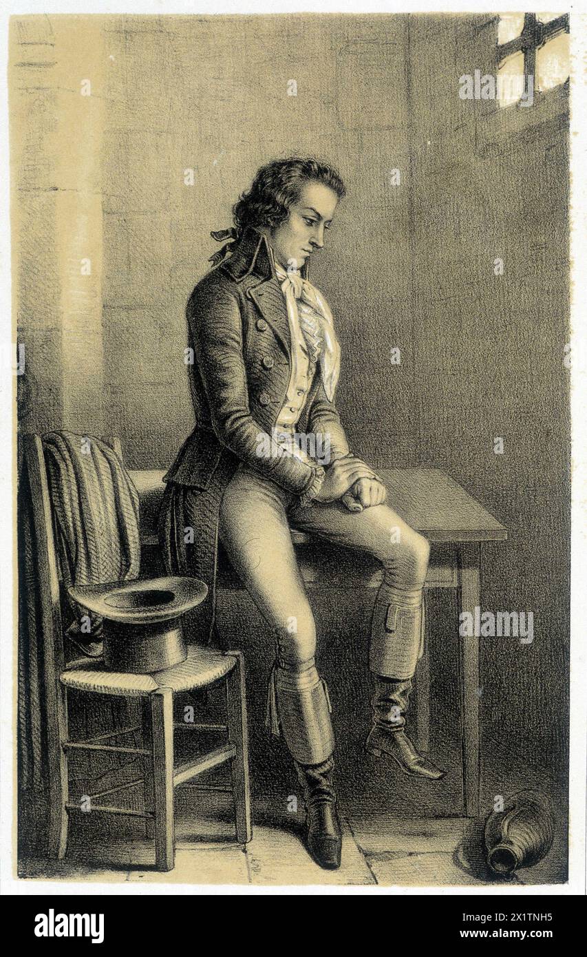 Portrait d'Antoine Barnave (1761-1793), révolutionnaire francais emprisonne. - Dans 'Galerie historique de la Revolution française' par Albert Maurin, éd. Paris 1843 Banque D'Images