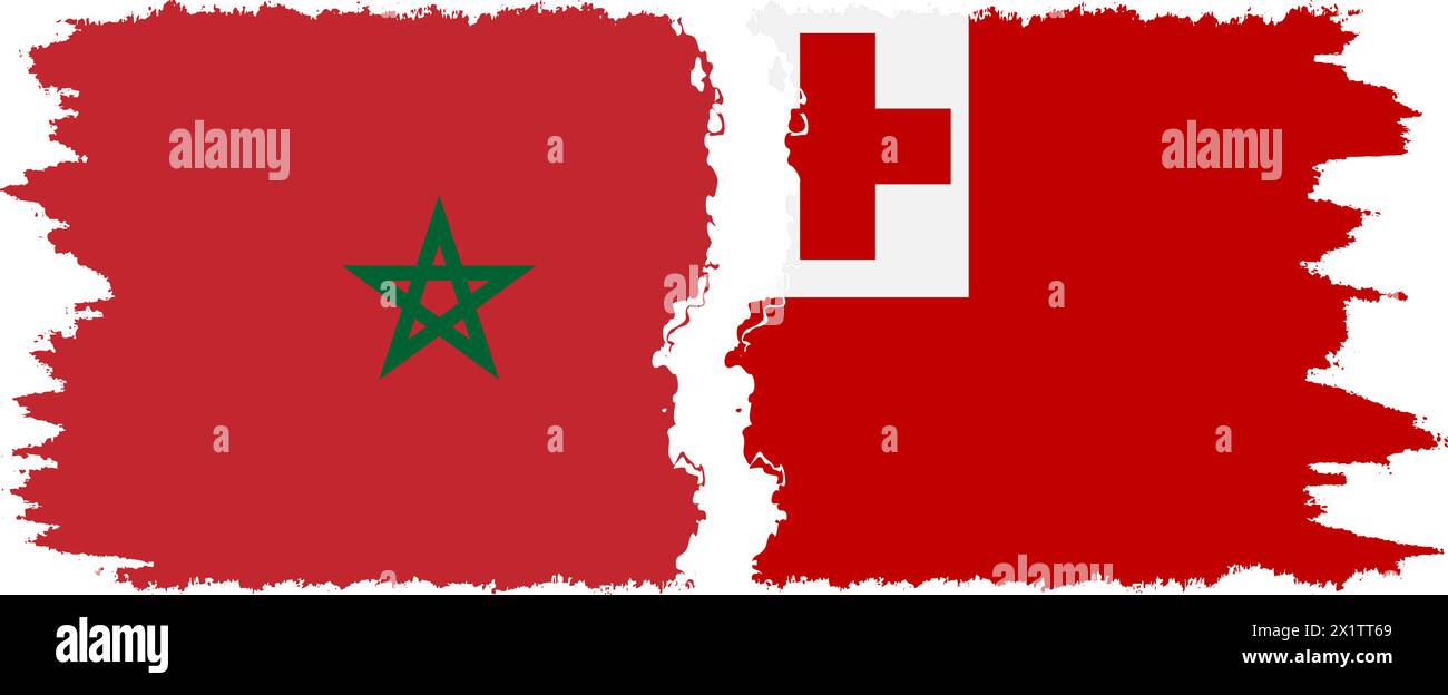 Connexion des drapeaux grunge Tonga et Maroc, vecteur Illustration de Vecteur