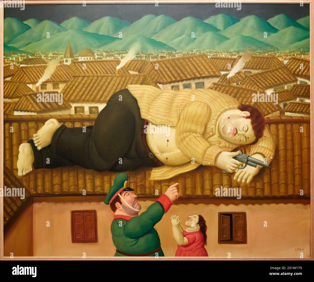 'Pablo Escobar Dead', 2006, Fernando Botero, Museo de Antioquia, Medellin, Antioquia, Colombie. Banque D'Images