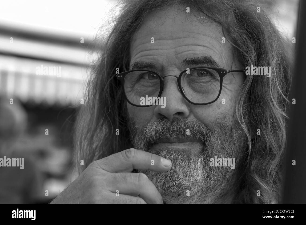 Portrait d'un homme avec barbe et lunettes, Gênes, Italie Banque D'Images