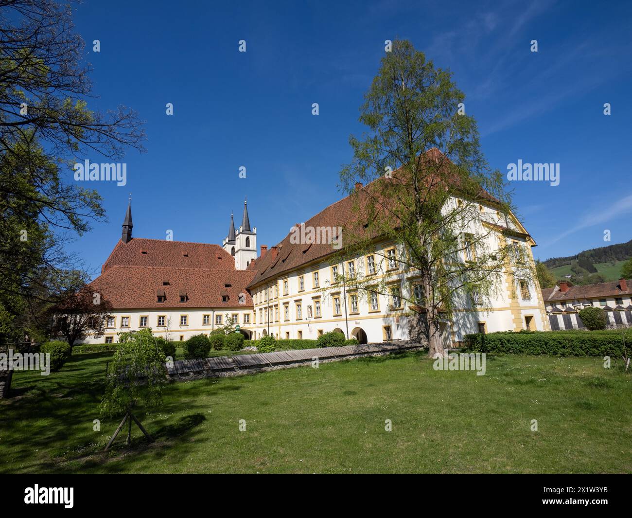 Abbaye de Goess, collégiale, ancien couvent des religieuses bénédictines, Leoben, Styrie, Autriche Banque D'Images