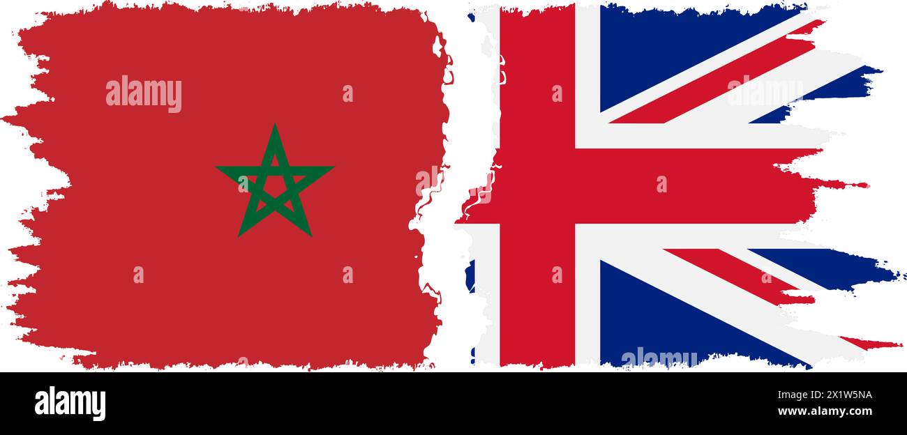 Connexion des drapeaux grunge du Royaume-Uni et du Maroc, vecteur Illustration de Vecteur