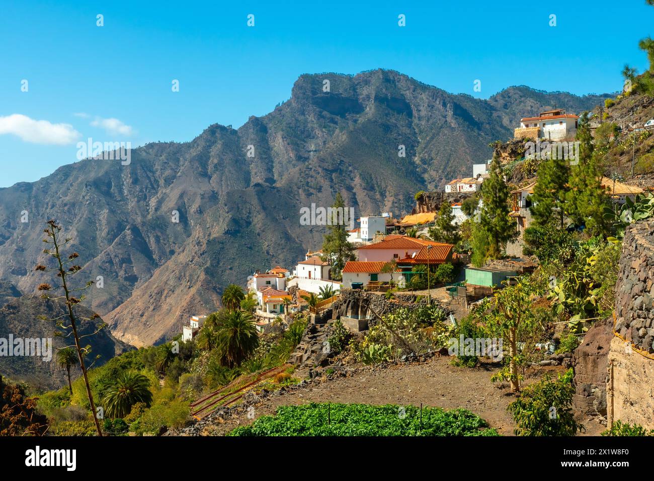 Beau village de montagne près de Roque Nublo à Gran Canaria, îles Canaries Banque D'Images