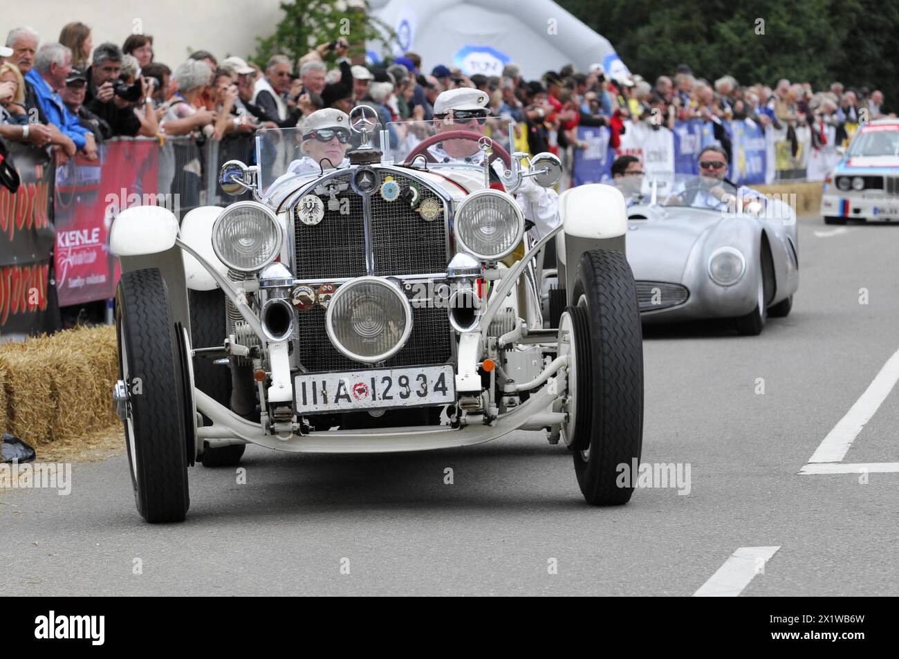 Mercedes-Benz SSK, construite en 1928, voiture de course classique lors d'un défilé ou d'une démonstration devant les spectateurs, RÉVEIL DE LA SOLITUDE 2011, Stuttgart Banque D'Images