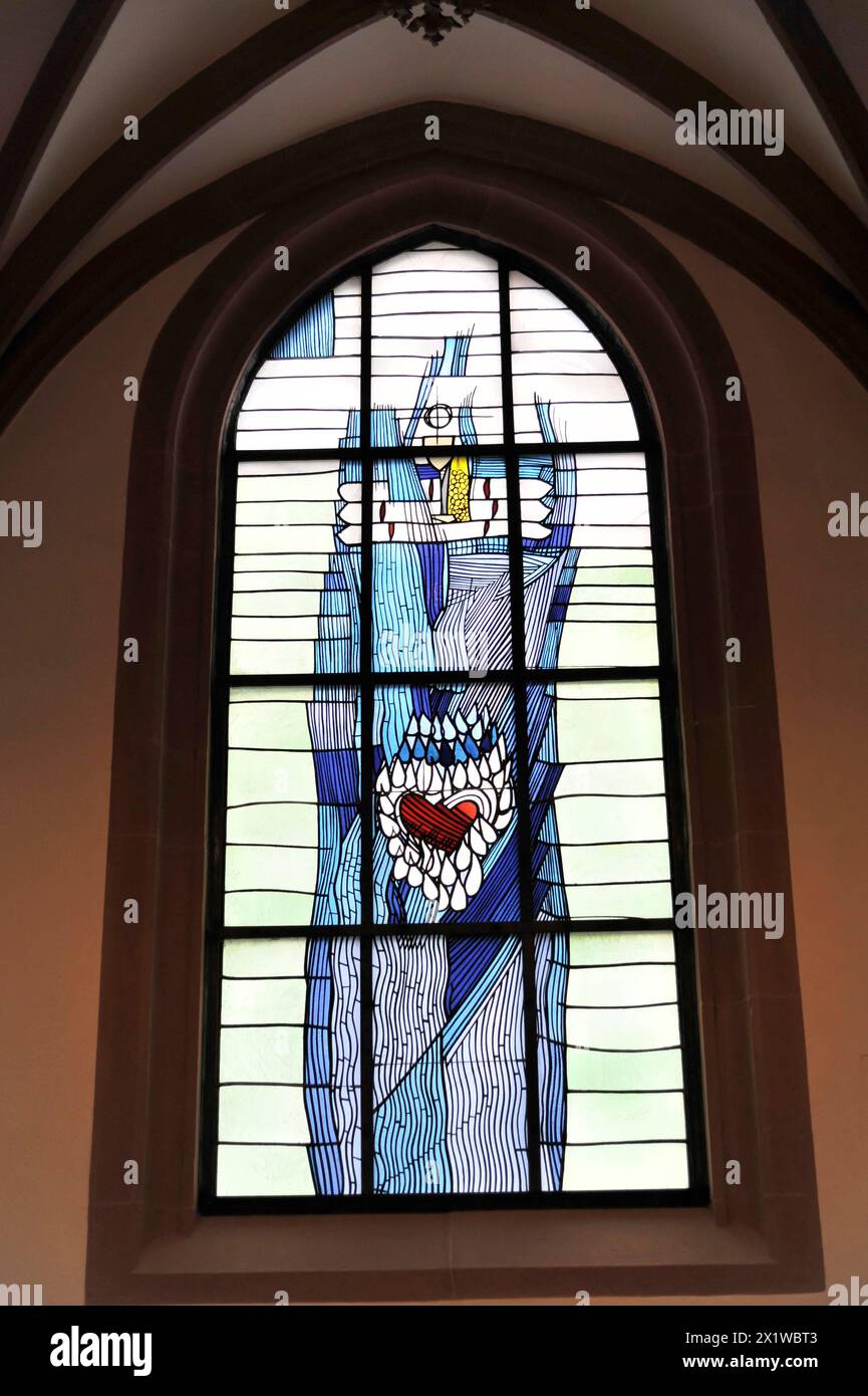 Dom. Kilian,. Cathédrale de Kilian, Wuerzbourg, vitrail coloré moderne avec design abstrait, Wuerzbourg, basse-Franconie Banque D'Images