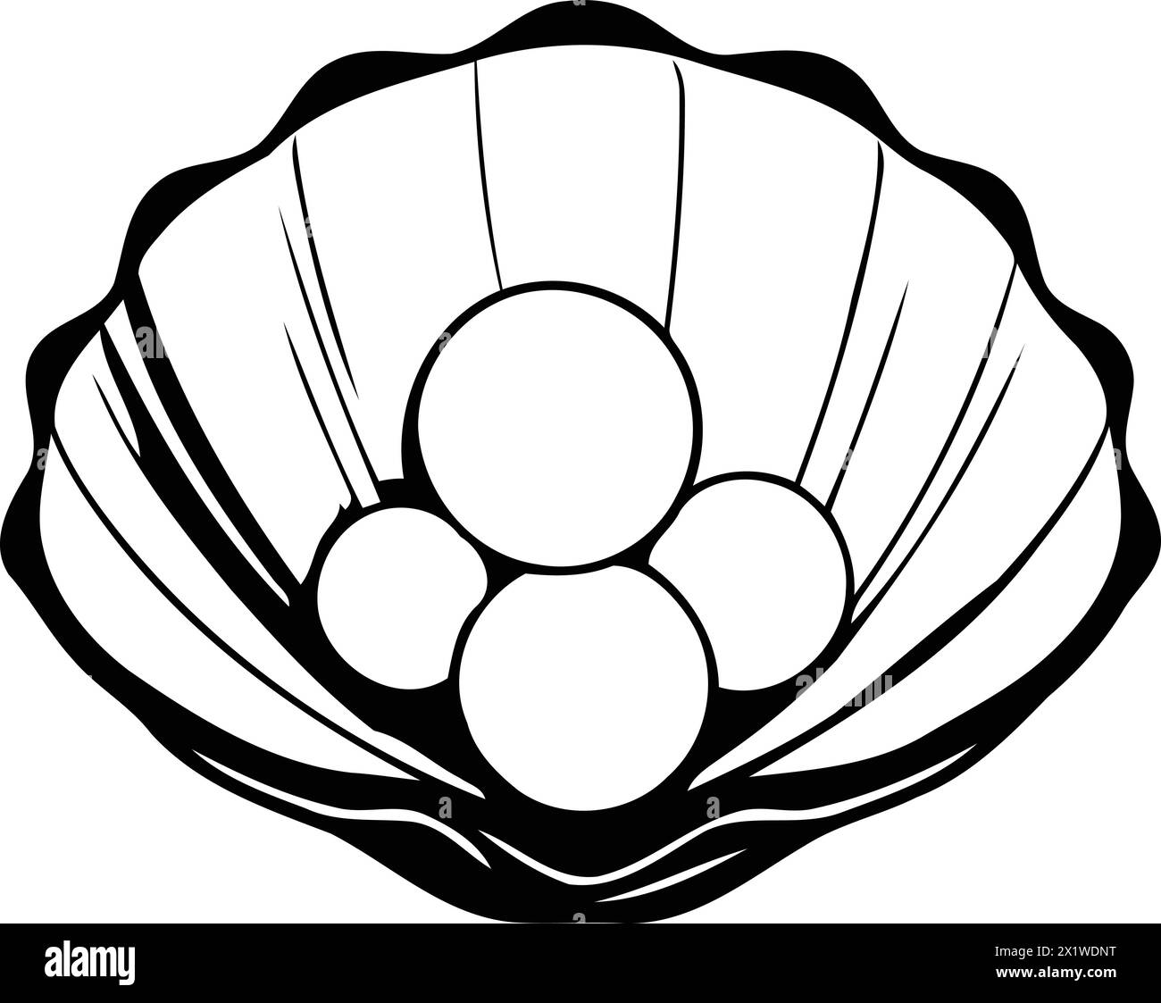 Illustration d'un coquillage avec des perles. Illustration vectorielle. Illustration de Vecteur