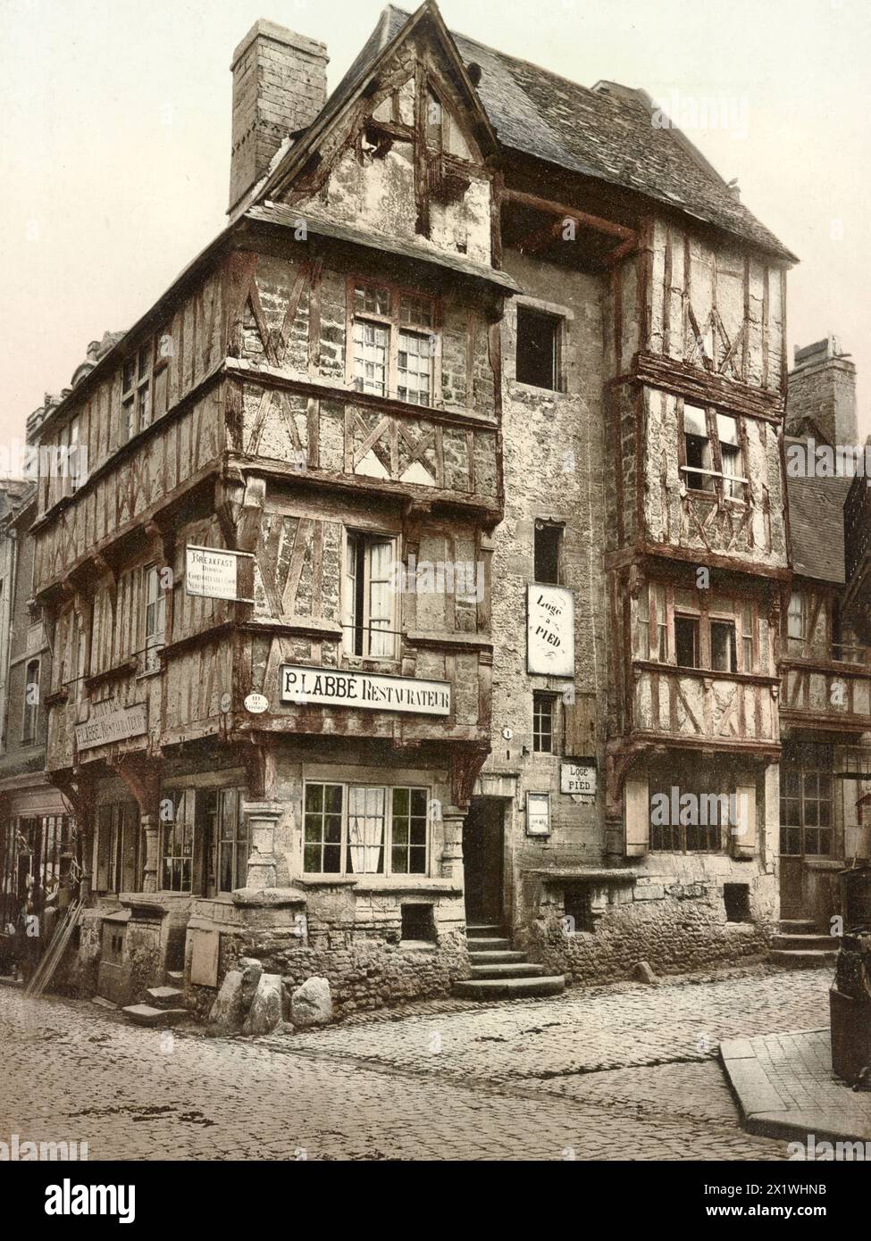 Historisches Haus in der Rue préparée Martin, Bayeux, Frankreich, um 1890, Historisch, Digital restaurierte Reproduktion von einer Vorlage aus dem 19. Jahr Banque D'Images