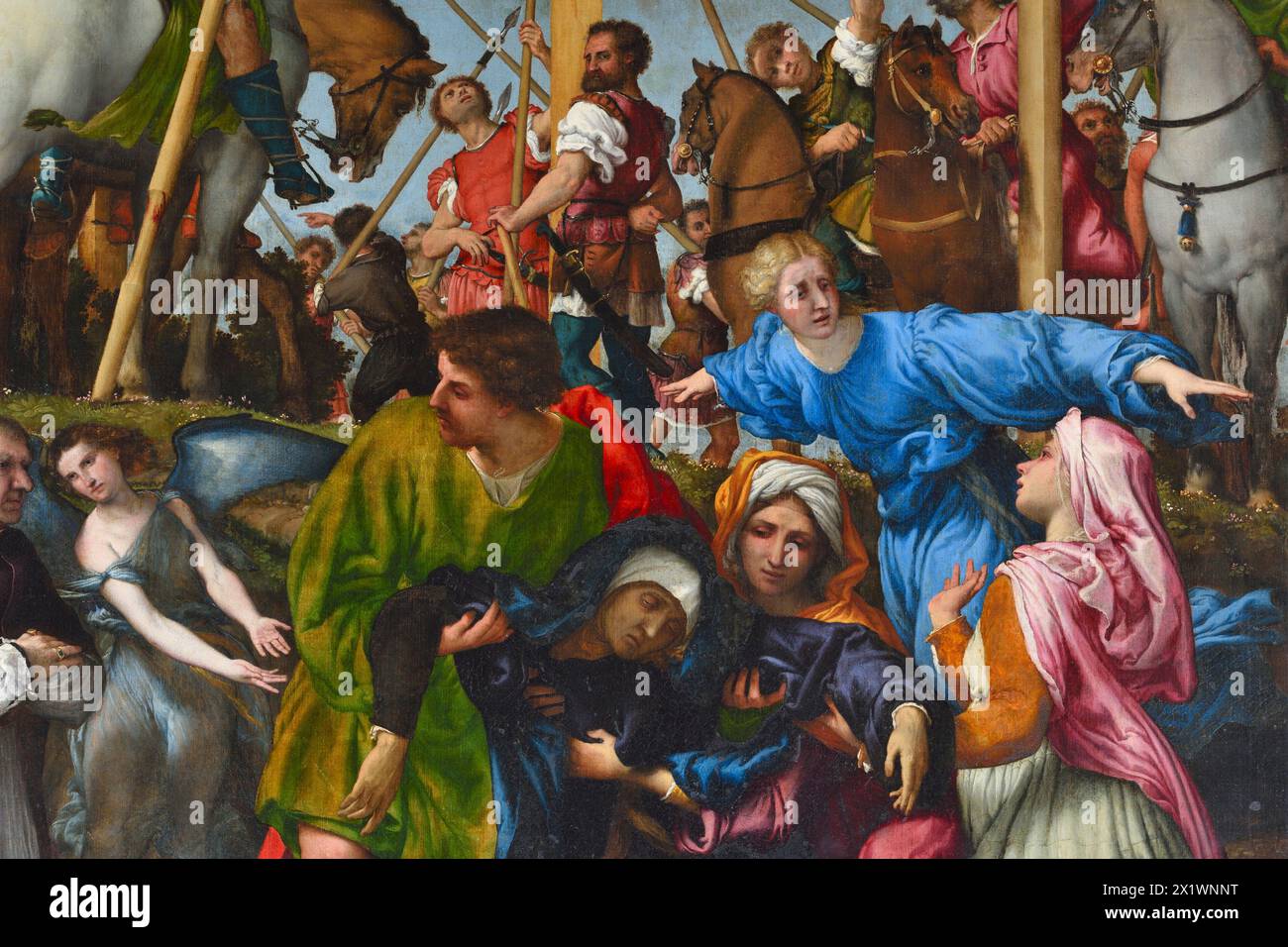 Crucifixion de Lorenzo Lotto. Église de Santa Maria in Telusiano. Monte San Giusto. Marche. Italie Banque D'Images