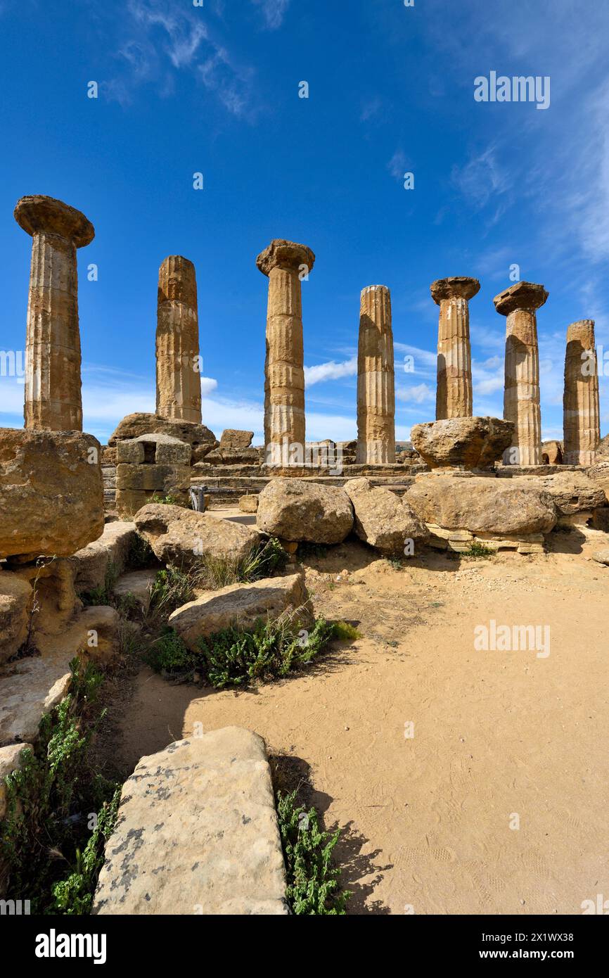 Temple d'Hercule. Vallée des temples. Agrigento. Sicile. Italie Banque D'Images