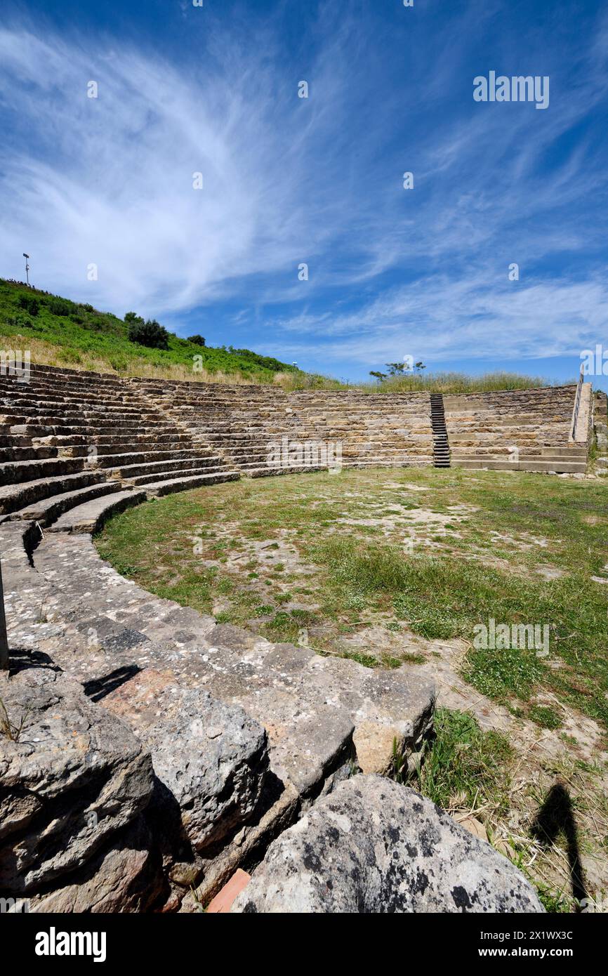 Théâtre. Zone archéologique de ​​morgantina. Aidone. Sicile. Italie Banque D'Images