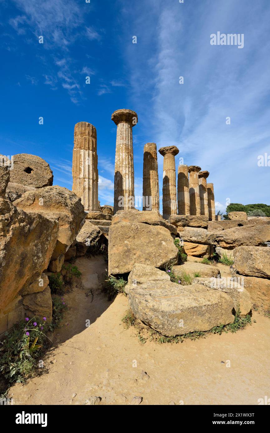 Temple d'Hercule. Vallée des temples. Agrigento. Sicile. Italie Banque D'Images