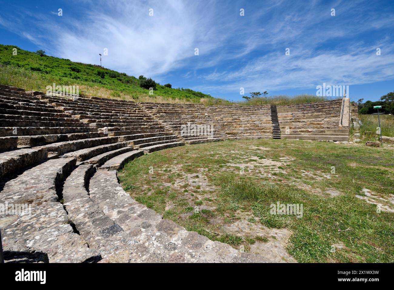 Théâtre. Zone archéologique de ​​morgantina. Aidone. Sicile. Italie Banque D'Images