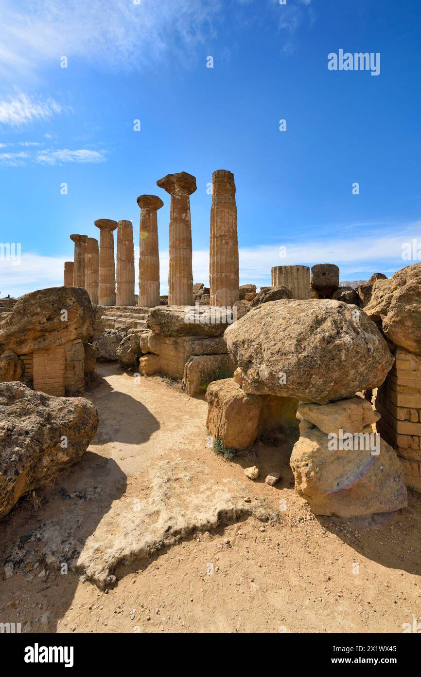 Temple d'Hercule. Vallée des temples. Agrigento. Sicile. Italie Banque D'Images