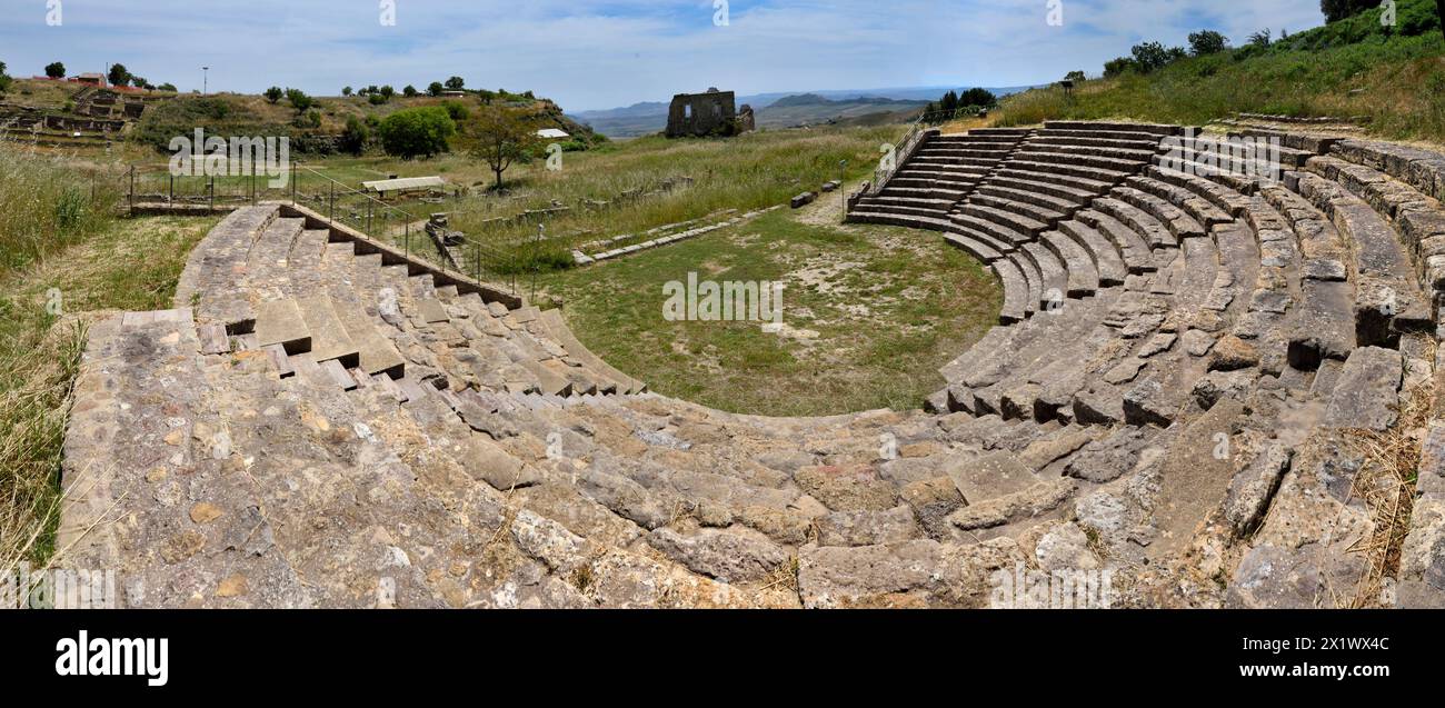 Théâtre. Zone archéologique de ​​morgantina. Aidone. Sicile. Italie Banque D'Images