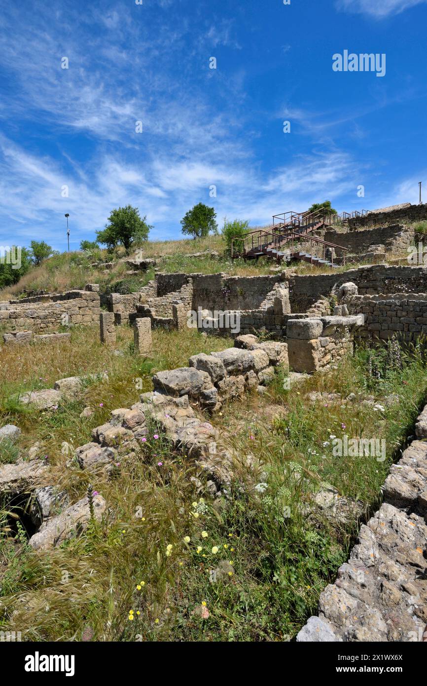 Quartier résidentiel de ​​the est. Zone archéologique de ​​morgantina. Aidone. Sicile. Italie Banque D'Images
