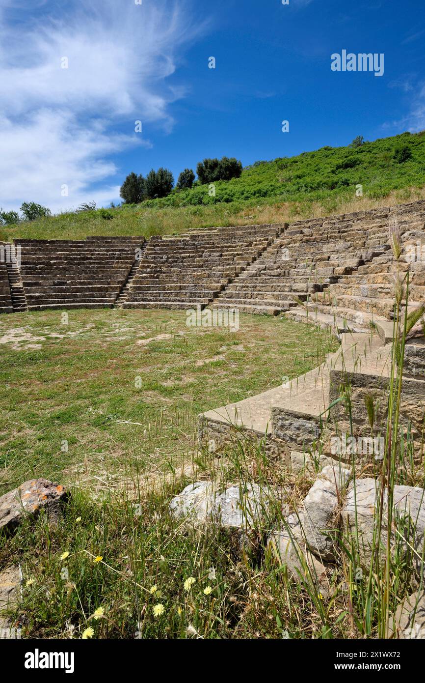 Théâtre. Zone archéologique de ​​morgantina. Aidone. Sicile. Italie Banque D'Images