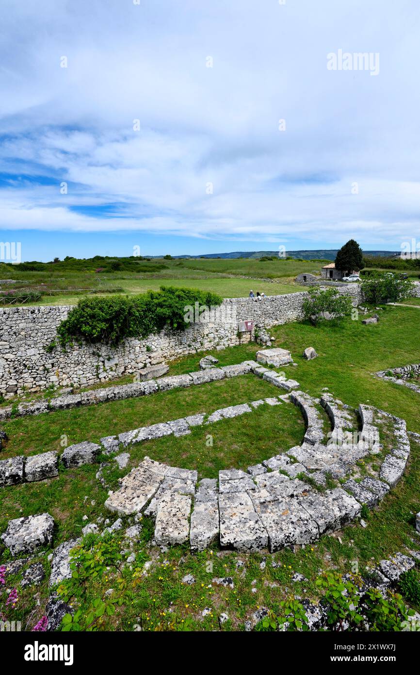 Bouleuterion. Zone archéologique de ​​akrai. Palazzolo Acreide. Sicile Banque D'Images