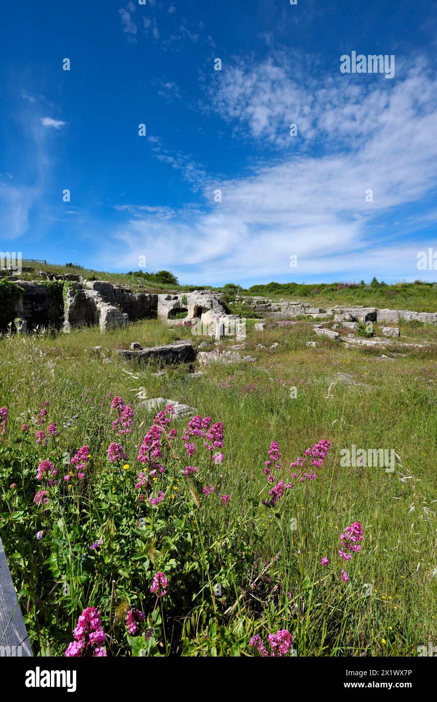 Zone centrale de la ville de ​​the. Zone archéologique de ​​akrai. Palazzolo Acreide. Sicile Banque D'Images