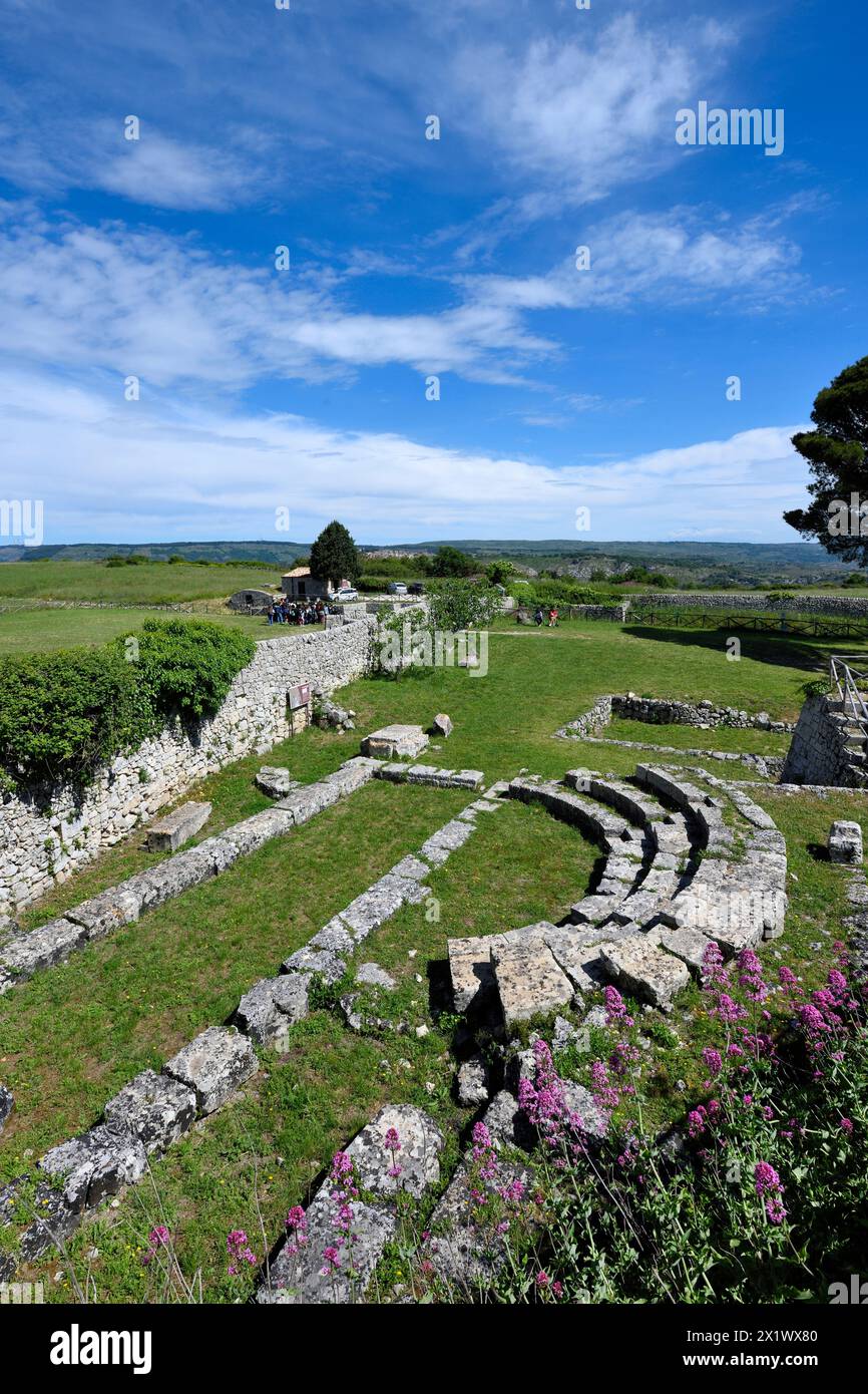 Bouleuterion. Zone archéologique de ​​akrai. Palazzolo Acreide. Sicile Banque D'Images