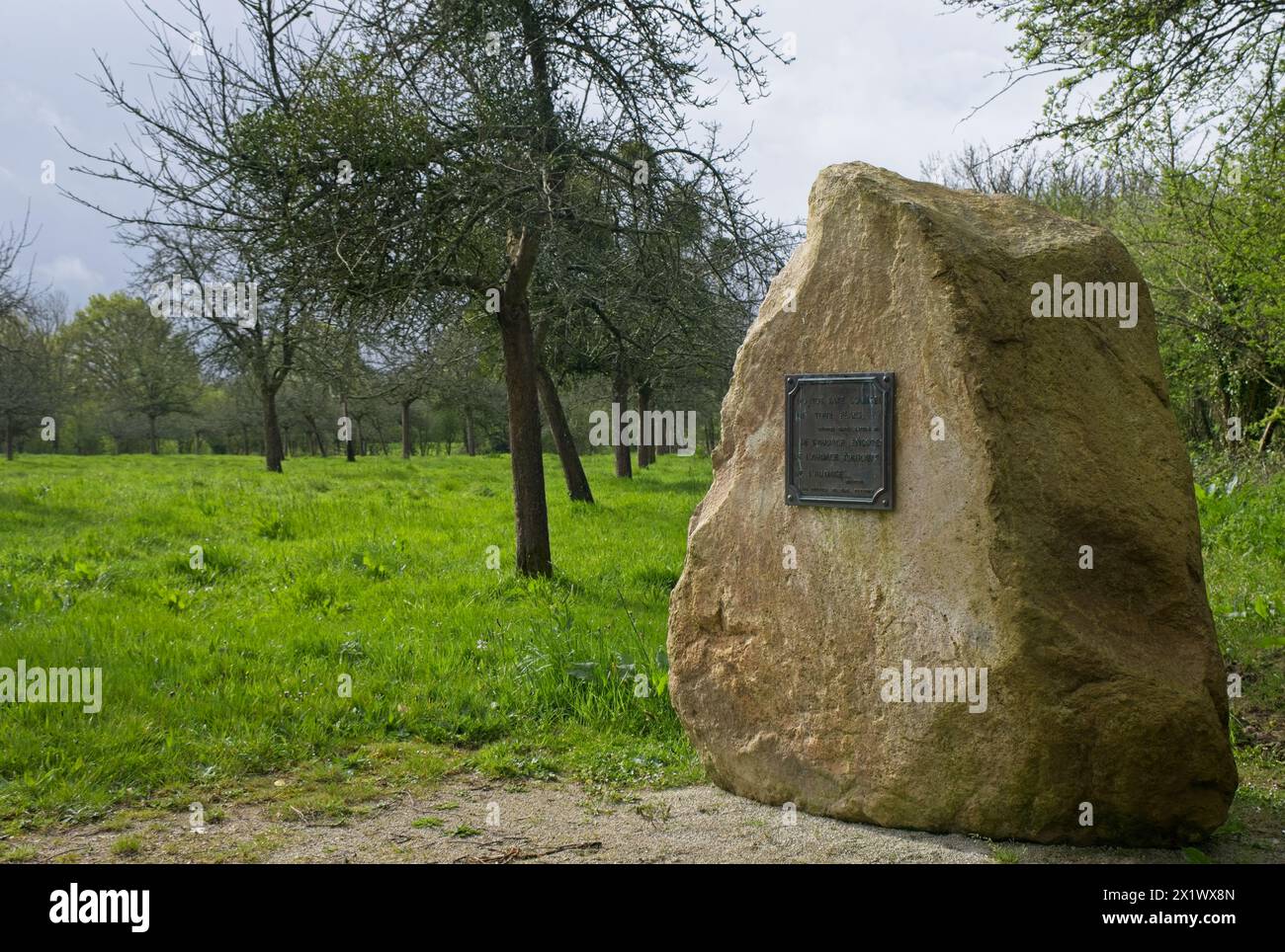 Nehou, France - 15 avril 2024 : Memorial Camp Patton. Près de Nehou se trouvait en 1944 un camp où le général Patton avait son quartier général avant le déclenchement du NOR Banque D'Images