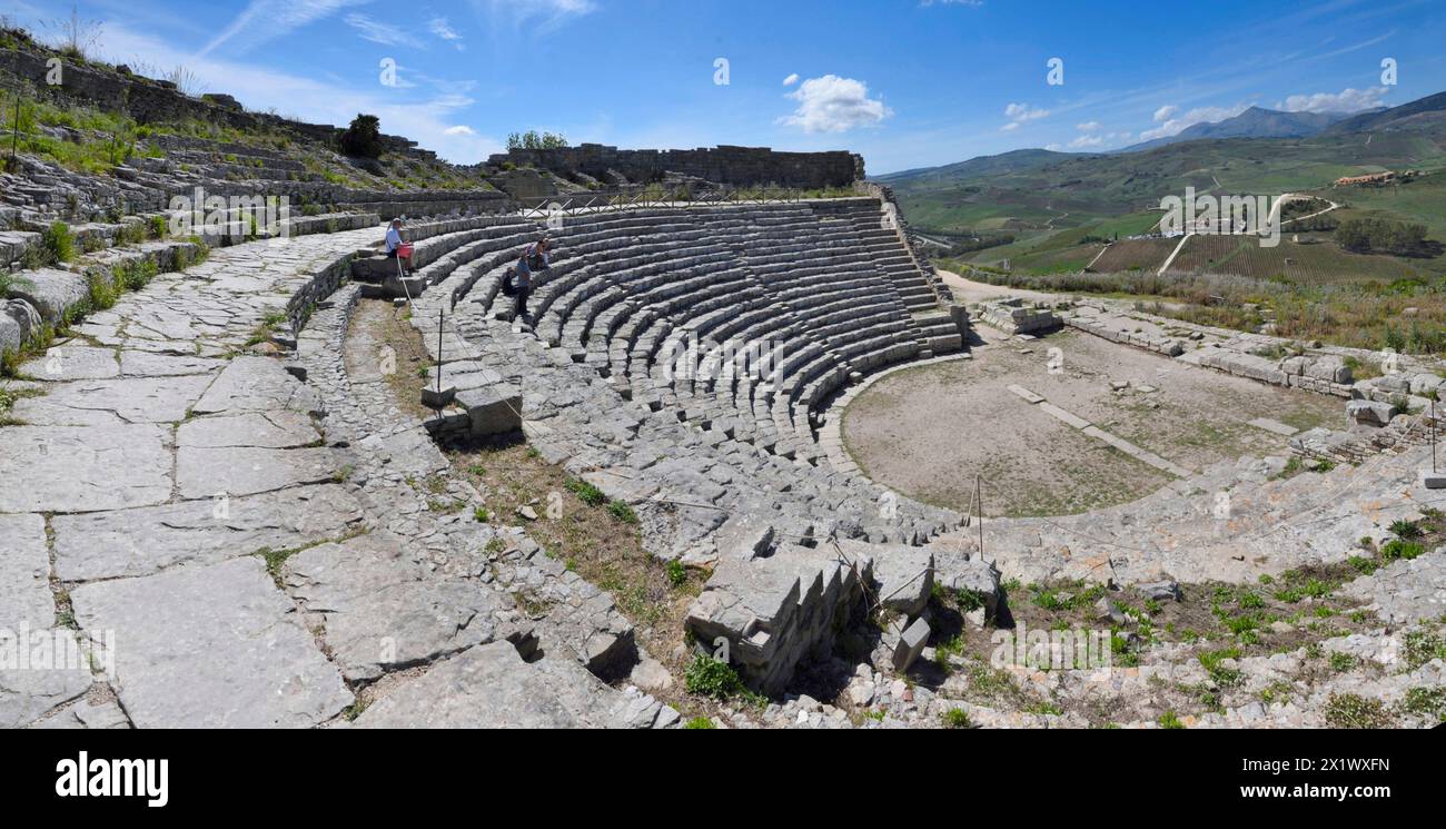 Théâtre. Zone archéologique de ​​segesta. Calatafimi. Sicile Banque D'Images