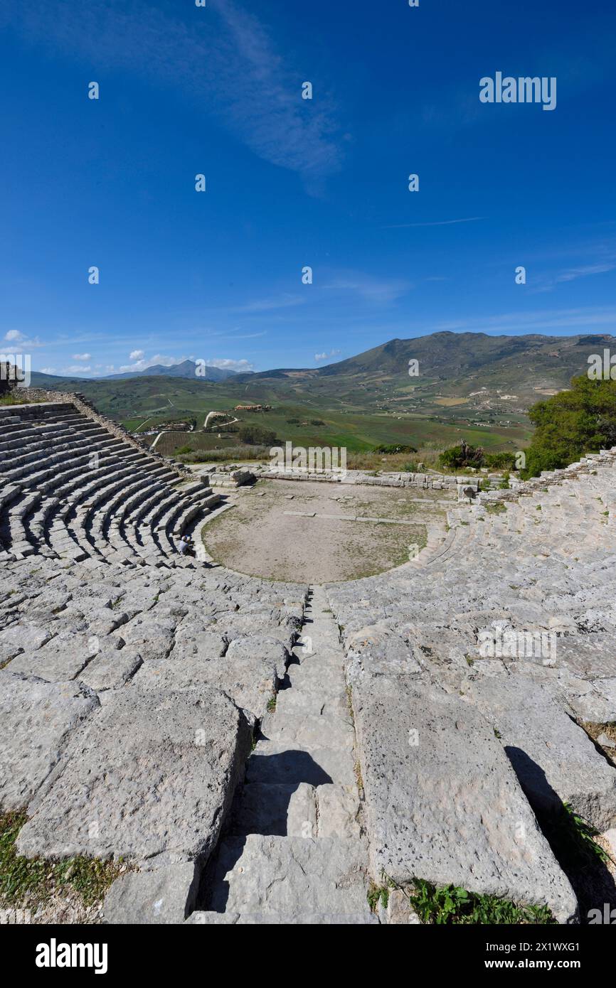 Théâtre. Zone archéologique de ​​segesta. Calatafimi. Sicile Banque D'Images