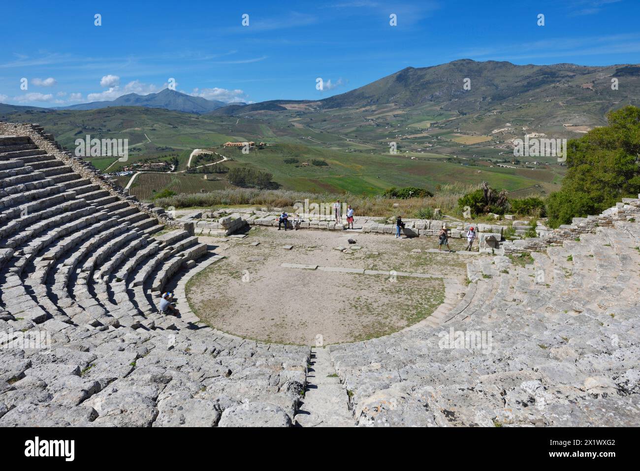 Théâtre. Zone archéologique de ​​segesta. Calatafimi. Sicile Banque D'Images