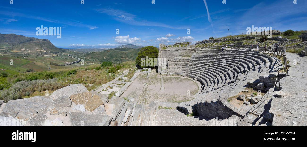 Théâtre. Zone archéologique de ​​segesta. Calatafimi. Sicile Banque D'Images