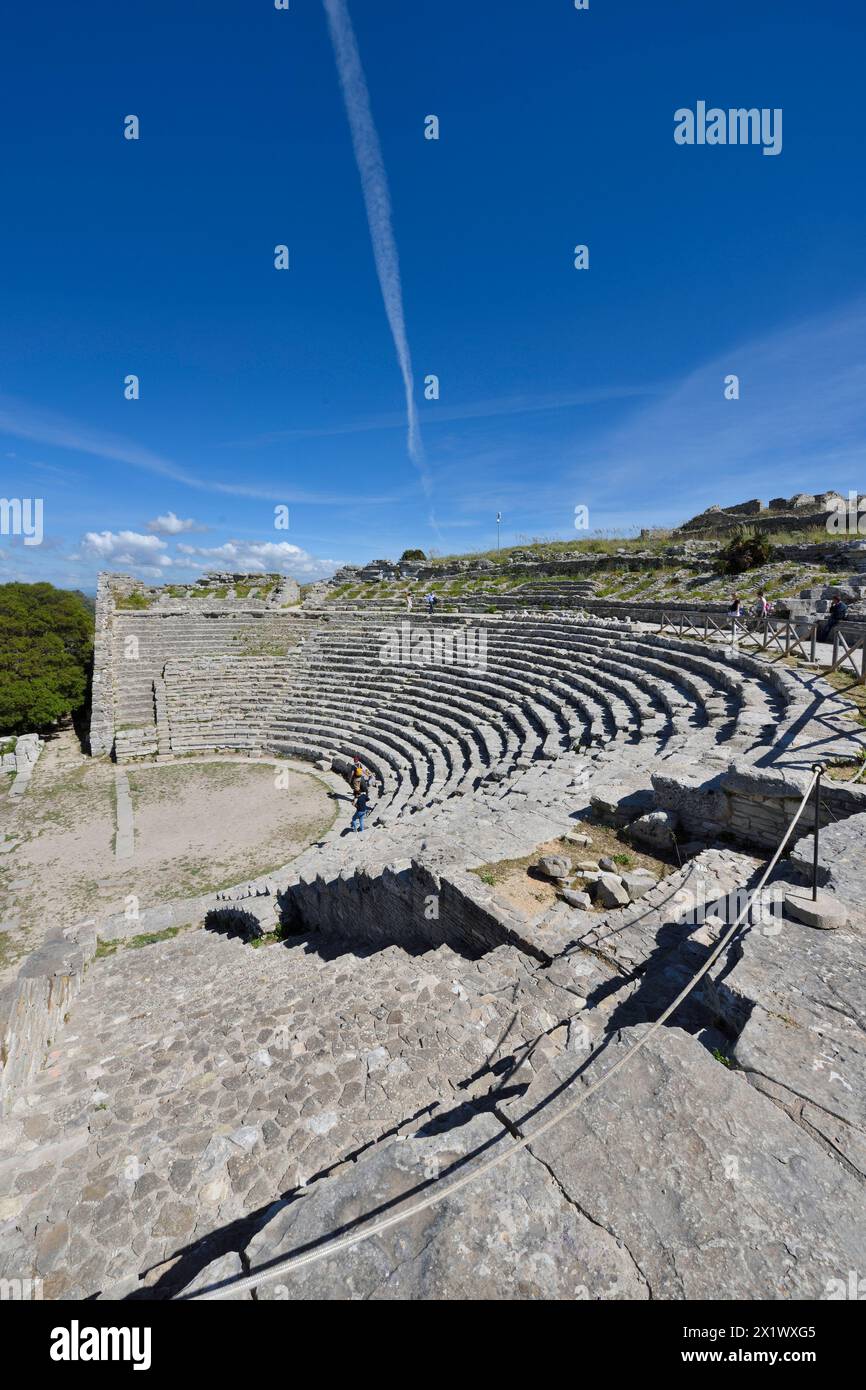 Théâtre. Zone archéologique de ​​segesta. Calatafimi. Sicile Banque D'Images