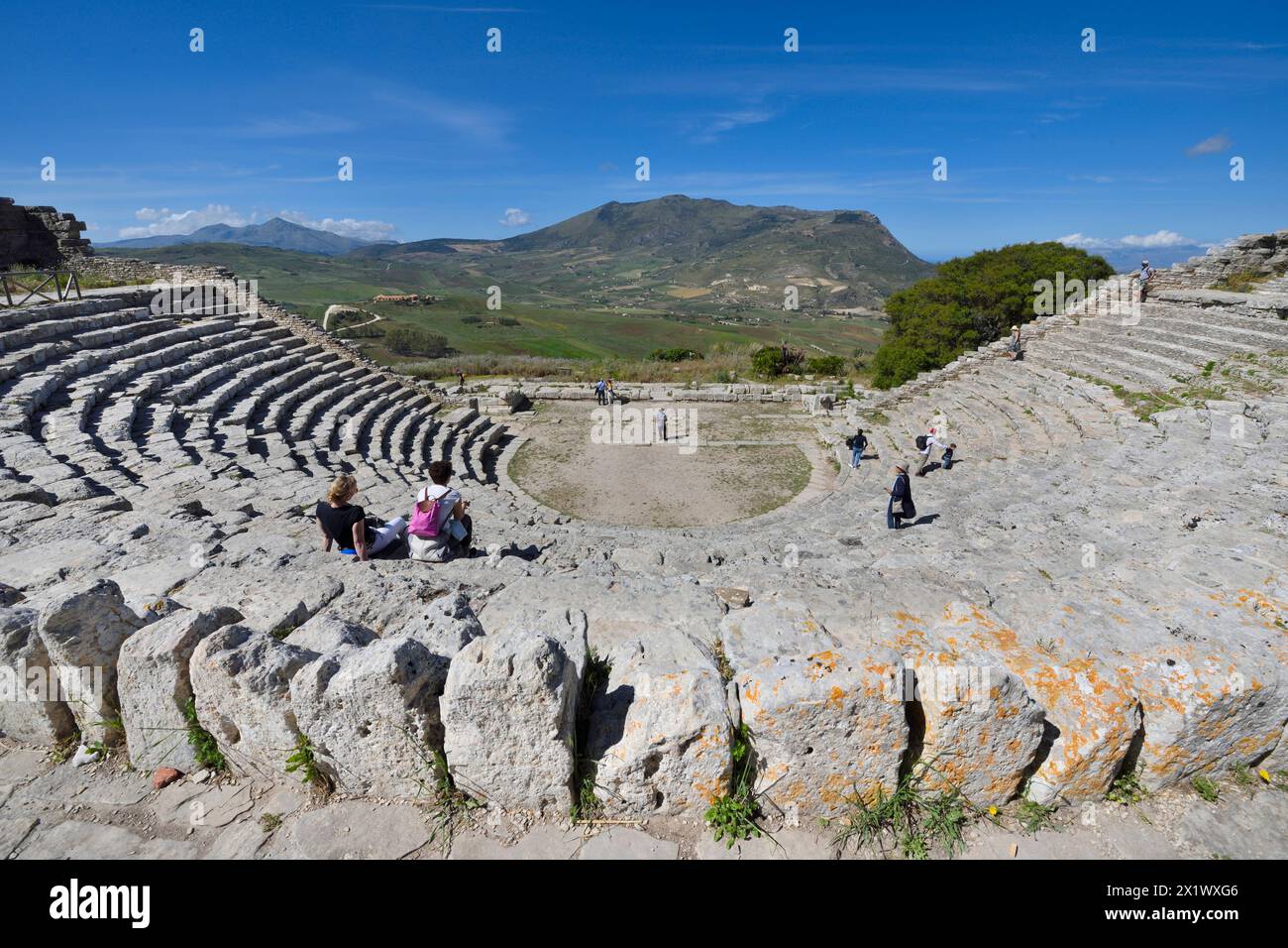 Théâtre. Zone archéologique de ​​segesta. Calatafimi. Sicile Banque D'Images