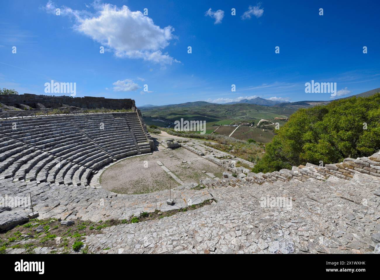 Théâtre. Zone archéologique de ​​segesta. Calatafimi. Sicile Banque D'Images