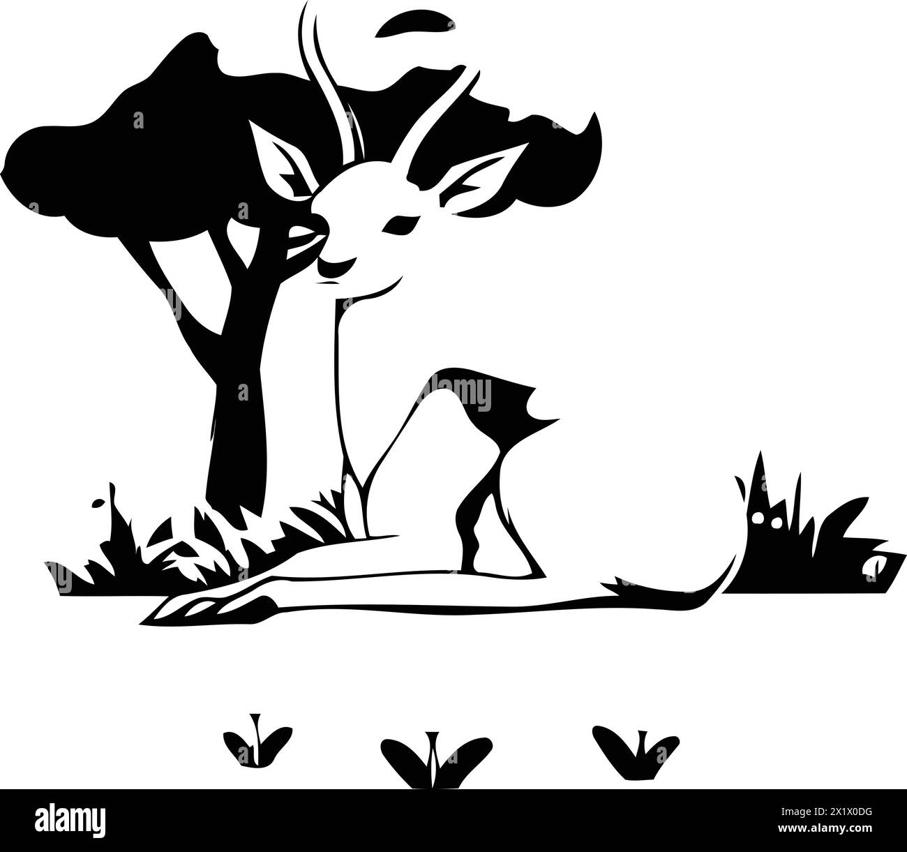 Gazelle dans la savane. Illustration vectorielle dans un style plat Illustration de Vecteur