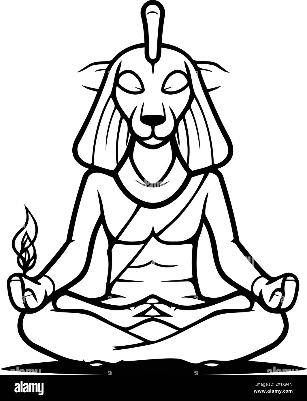 Bouddha assis dans la position du lotus. Illustration vectorielle sur fond blanc. Illustration de Vecteur