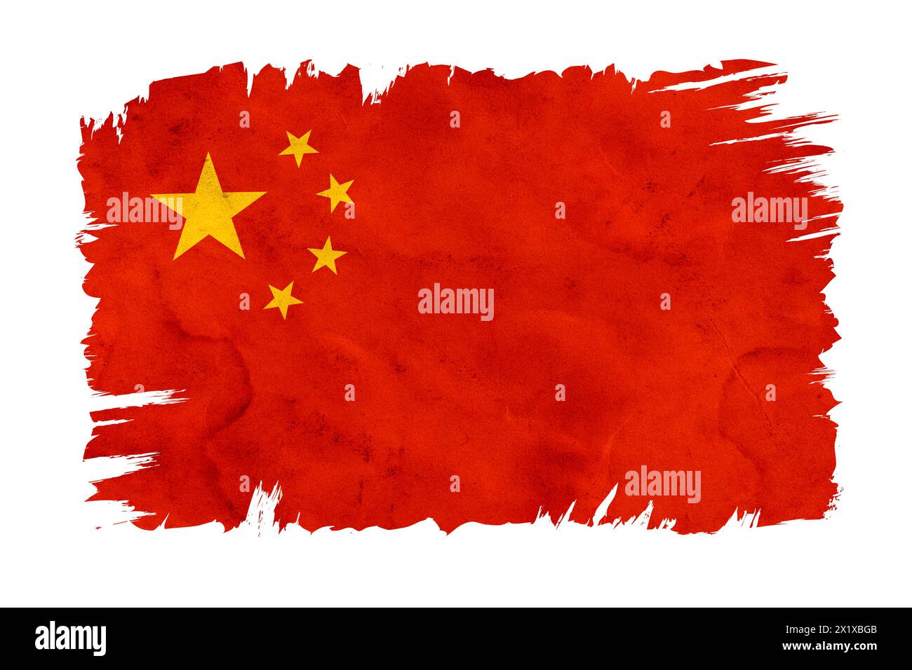 Drapeau de Chine vintage. Dessin drapeau de la Chine dans le style grunge. Drapeau chinéen. Banque D'Images