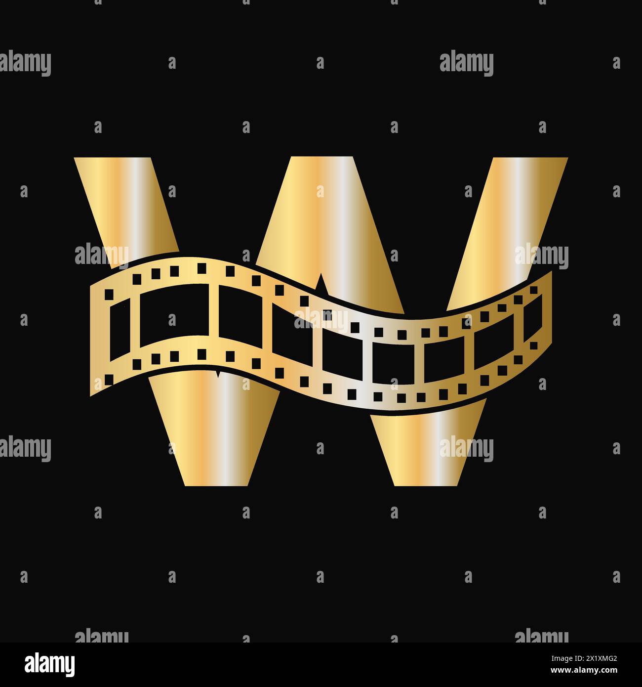 Lettre W avec symbole rouleau de films. Strip film logo pour Movie Sign and Entertainment concept Illustration de Vecteur