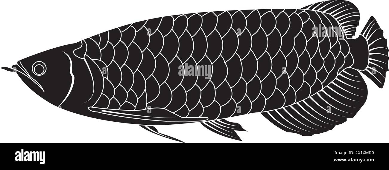 Icône de poisson Arowana illustration vectorielle conception simple Illustration de Vecteur