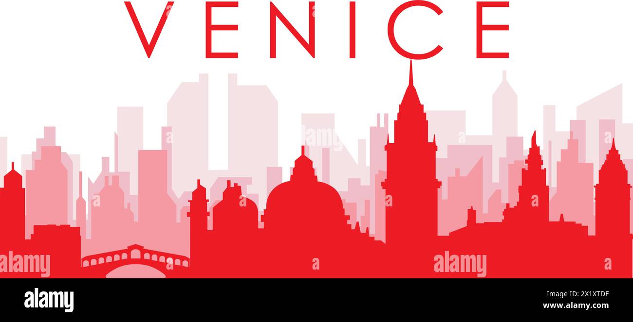 Affiche rouge panoramique de VENISE (VENEZIA), ITALIE Illustration de Vecteur